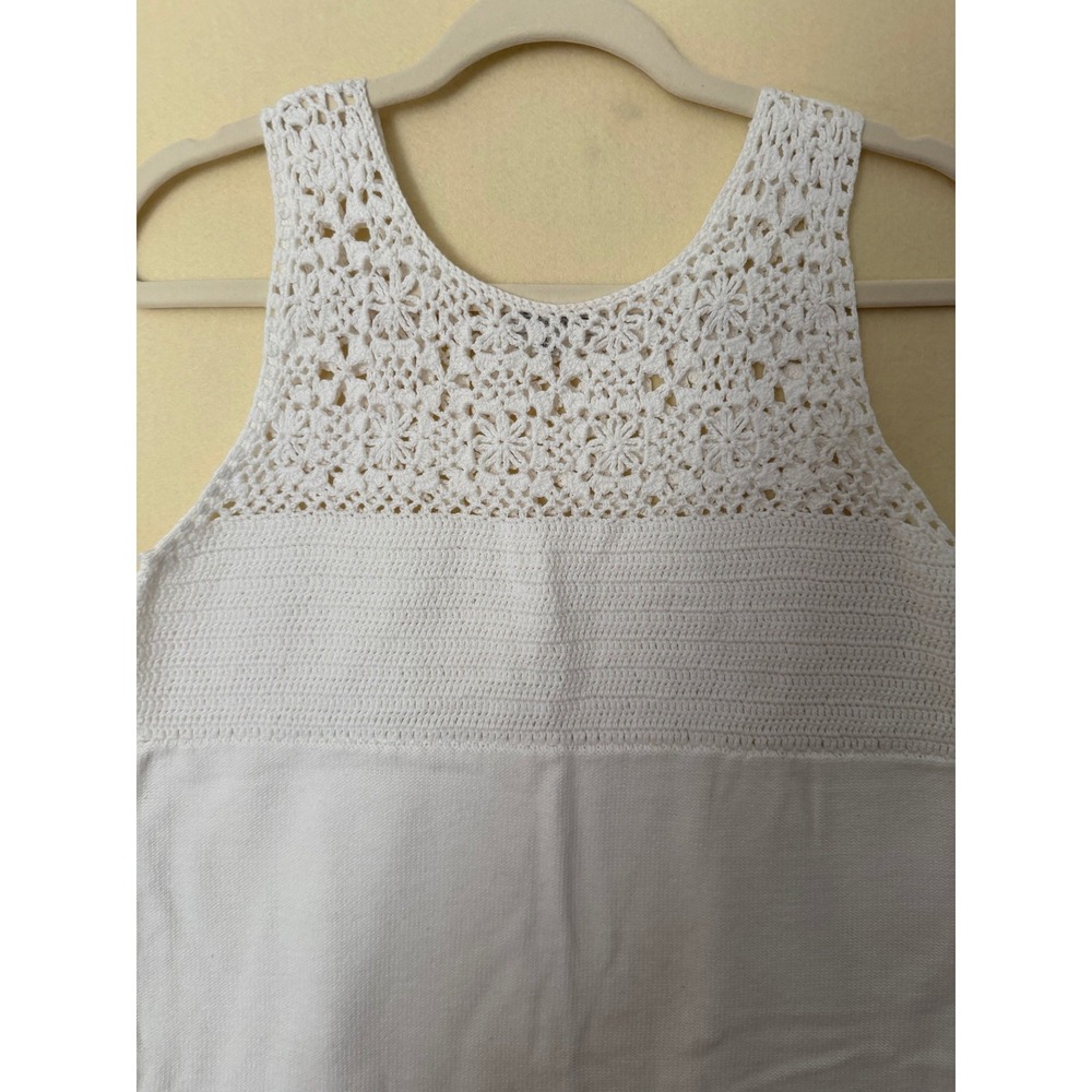Joseph A White Crochet Lace Knit Tank Top Sleeveless Sweater Large Boho